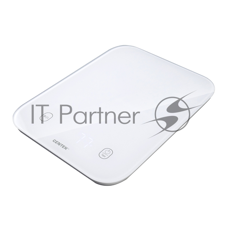 Кухонные весы Centek CT-2480 LED WHITE, сенсор, 150х15х205мм, max 5кг, шаг 1г, Авто Ноль/Выкл