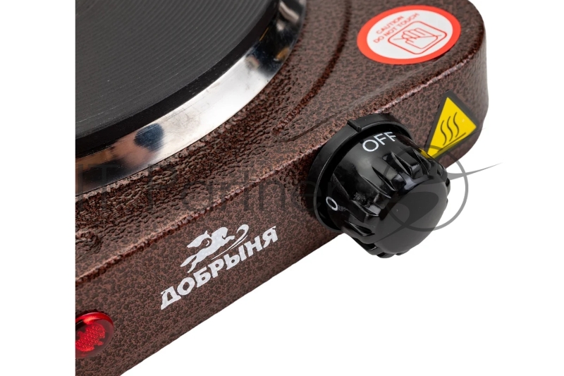 Плитка эл.(1 конф) Добрыня DO-2206 корич.(1000Вт) блин x12 Мощность: 1000 ВтНапряжение 220 В, 50 Гц5 режимов нагреваДиаметр конфорки: 15 смЗащита от перегреваСветовой индикатор работыРезиновые ножки