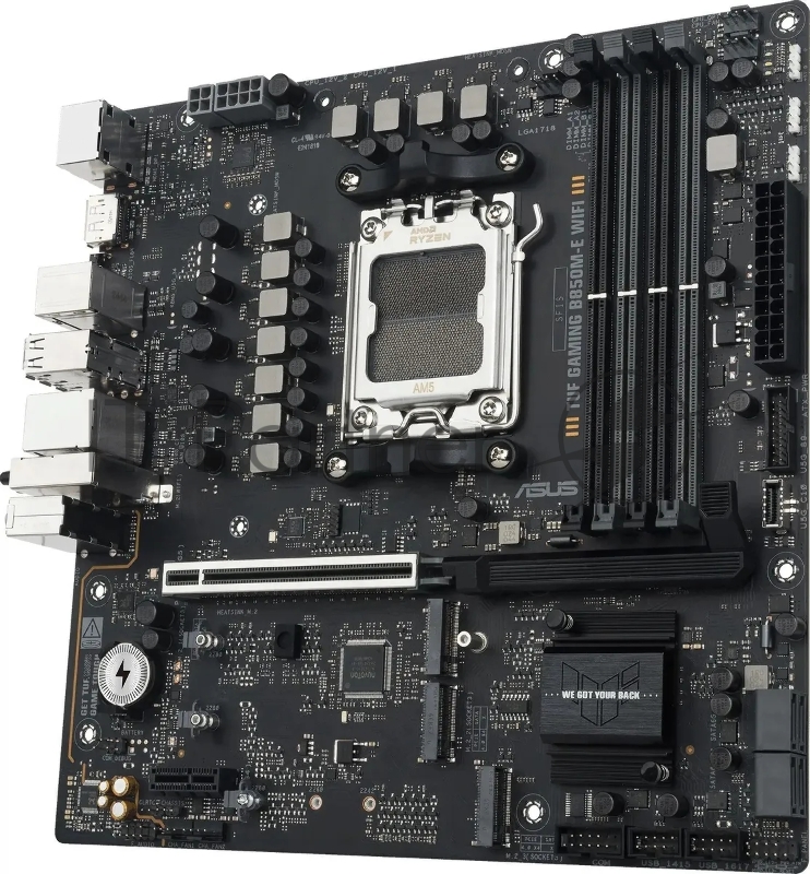 Материнская плата Asus TUF GAMING B850M-E WIFI SocketAM5 AMD B850 4xDDR5 mATX AC`97 8ch(7.1) 2.5Gg RAID+HDMI+DP
