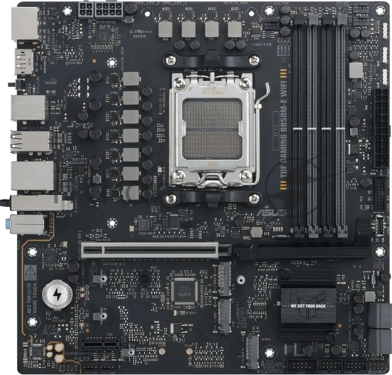 Материнская плата Asus TUF GAMING B850M-E WIFI SocketAM5 AMD B850 4xDDR5 mATX AC`97 8ch(7.1) 2.5Gg RAID+HDMI+DP