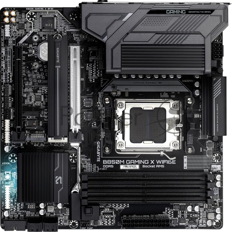 Материнская плата Gigabyte B850M GAMING X WIFI6E/WF6E, Socket AM5, AMD B850, 4xDDR5, 4xSATA, 2xM.2, 1xPCI-E 5.0 x16, 1xPCI-E 3.0 x4, 1xHDMI, 2xDP, 1x 2.5Gb LAN, 1xUSB-C 3.2 Gen 2, 1xUSB-A 3.2 Gen 2, 2xUSB-A 3.2 Gen 1, 4xUSB-A 2.0, 3x3.5 мм, 7.1, Micr