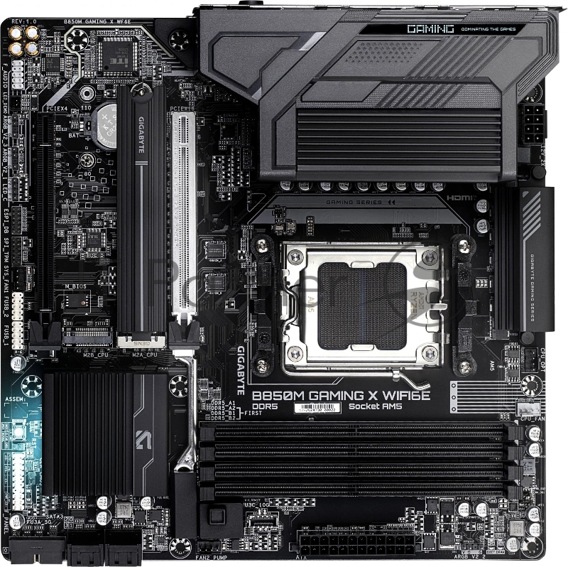 Материнская плата Gigabyte B850M GAMING X WIFI6E/WF6E, Socket AM5, AMD B850, 4xDDR5, 4xSATA, 2xM.2, 1xPCI-E 5.0 x16, 1xPCI-E 3.0 x4, 1xHDMI, 2xDP, 1x 2.5Gb LAN, 1xUSB-C 3.2 Gen 2, 1xUSB-A 3.2 Gen 2, 2xUSB-A 3.2 Gen 1, 4xUSB-A 2.0, 3x3.5 мм, 7.1, Micr