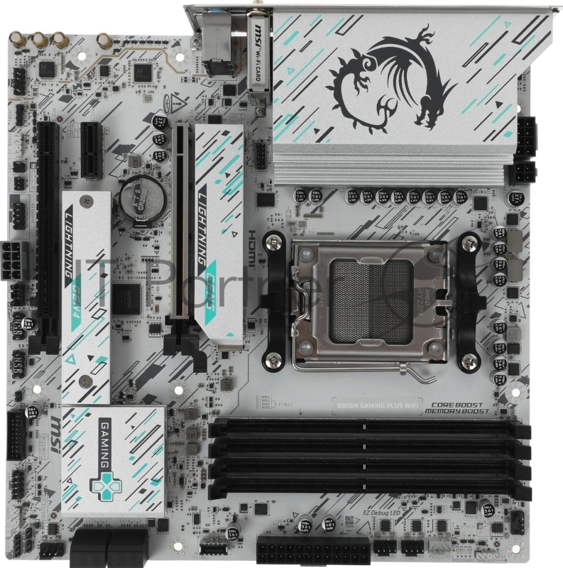 Материнская плата MSI B850M GAMING PLUS WIFI SocketAM5 AMD B850 4xDDR5 mATX AC`97 8ch(7.1) 5Gigabit RAID+HDMI+DP