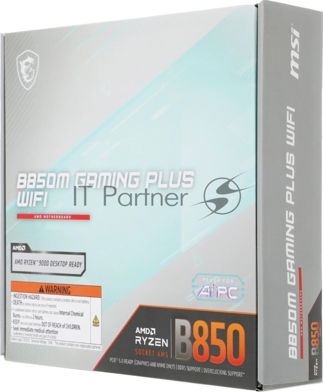 Материнская плата MSI B850M GAMING PLUS WIFI SocketAM5 AMD B850 4xDDR5 mATX AC`97 8ch(7.1) 5Gigabit RAID+HDMI+DP