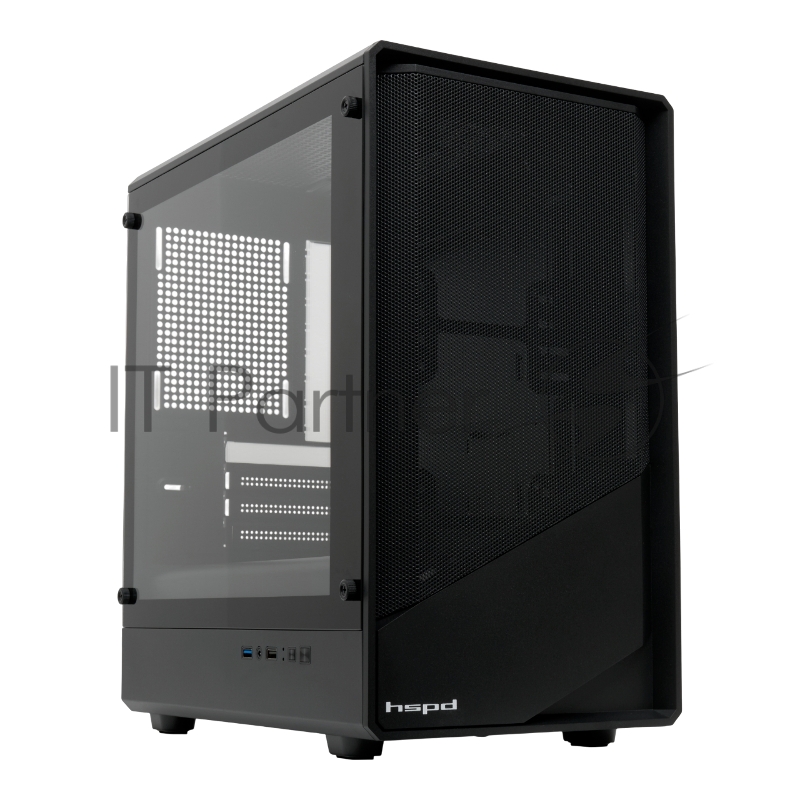 Корпус без блока питания HSPD M331, Mesh Mini-tower, Black, TG, 0.4 SPCC, no fans mATX, mITX 175/329/170mm 1x2.5, 2x3.5, 4xPCI 1xUSB-A 3.0, 1xUSB-A 1.0 370x220x408mm