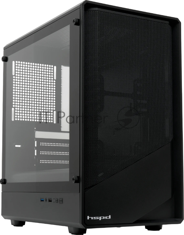 Корпус без блока питания HSPD M331, Mesh Mini-tower, Black, TG, 0.4 SPCC, no fans mATX, mITX 175/329/170mm 1x2.5, 2x3.5, 4xPCI 1xUSB-A 3.0, 1xUSB-A 1.0 370x220x408mm