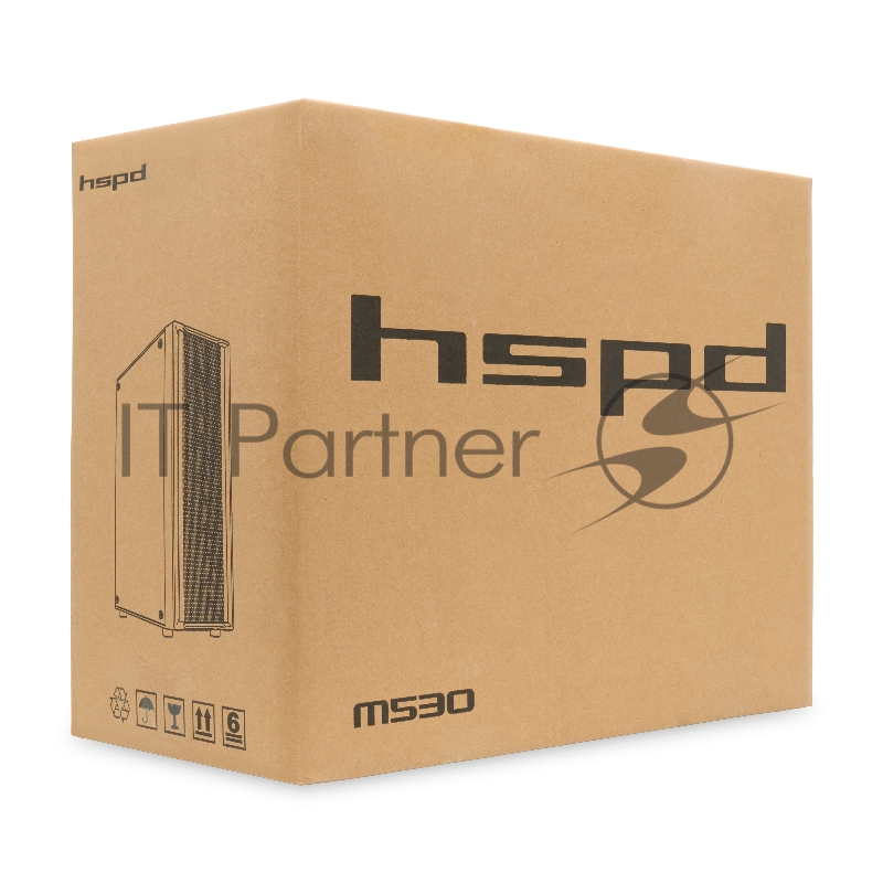 Корпус без блока питания HSPD M530, Mesh Mid Tower, Black, TG, 0.4 SPCC, no fans ATX, mATX, mITX 155/290/200mm 2x2.5, 2x3.5, 7xPCI 1xUSB-A 3.0, 2xUSB-A 1.0 335x193x445mm