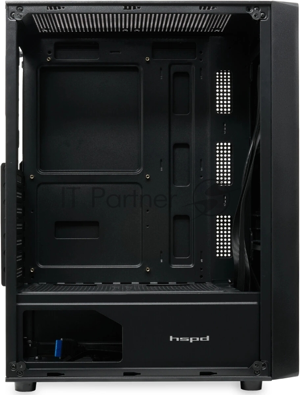 Корпус без блока питания HSPD M530, Mesh Mid Tower, Black, TG, 0.4 SPCC, no fans ATX, mATX, mITX 155/290/200mm 2x2.5, 2x3.5, 7xPCI 1xUSB-A 3.0, 2xUSB-A 1.0 335x193x445mm