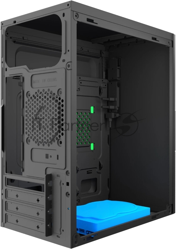 Корпус с блоком питания 450Вт. Case Forza mATX, 450W, 2xUSB2.0, Black, w/o FAN, 8 cm fan PSU, power cord