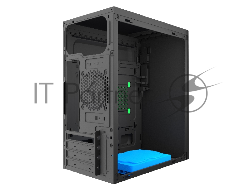Корпус с блоком питания 450Вт. Case Forza mATX, 450W, 2xUSB2.0, Black, w/o FAN, 8 cm fan PSU, power cord