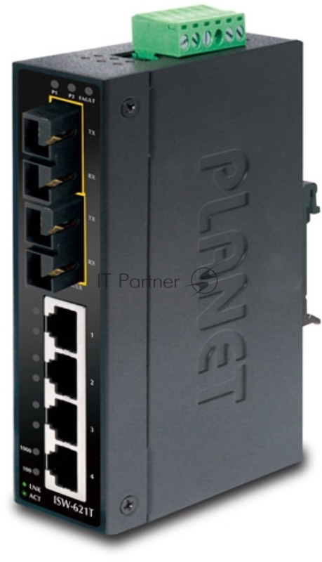 Коммутатор для монтажа в DIN рейку PLANET Technology ISW-621TS15 IP30 Slim Type 4-Port Industrial Ethernet Switch + 2-Port 100Base-FX(15KM) (-40 - 75 C)