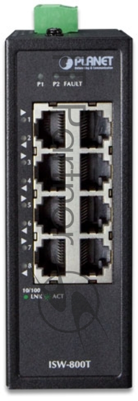 Коммутатор для монтажа в DIN рейку PLANET Technology ISW-800T IP30 Compact size 8-Port 10/100TX Fast Ethernet Switch (-40~75 degrees C)