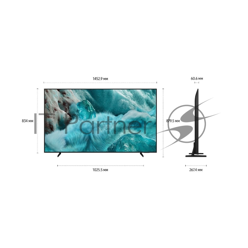 Телевизор ЖК 65 Samsung/ 65, QLED, Ultra HD, Tizen Smart TV, HDR10+, Wi-Fi, Voice, DVB-T2/C/S2, Bluetooth, CI+(1.4), 20W, OTS Lite, 3HDMI, 2USB, Black 2025