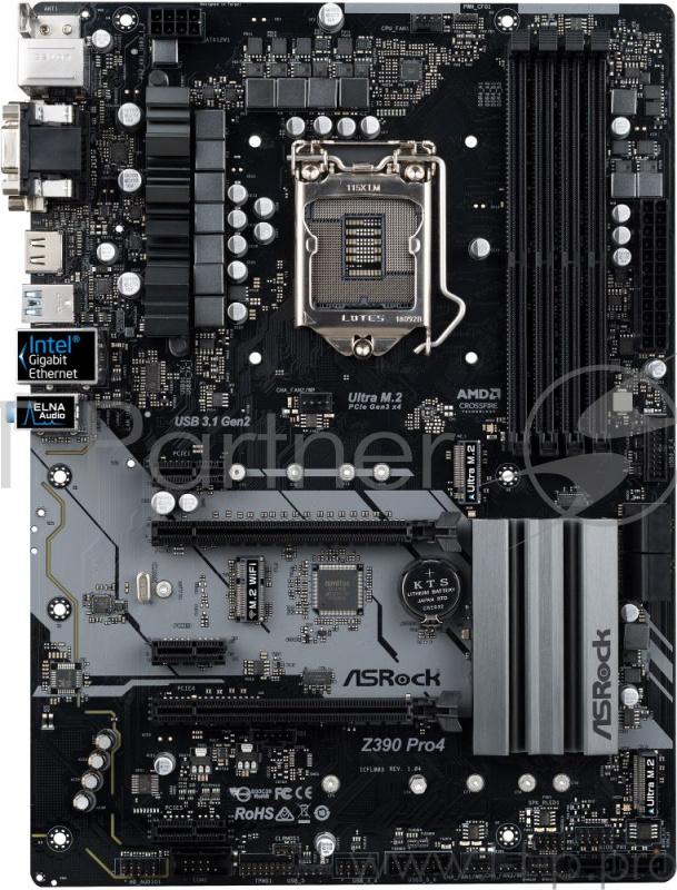 Материнская плата MSI Z390 PRO4 RTL S1151v2, Z390, 4xDDR4, 2xPCI-Ex16, 3xPCI-Ex1, D-Sub, DVI, HDMI, SATAIII+RAID, M.2, GB Lan, USB3.1, ATX