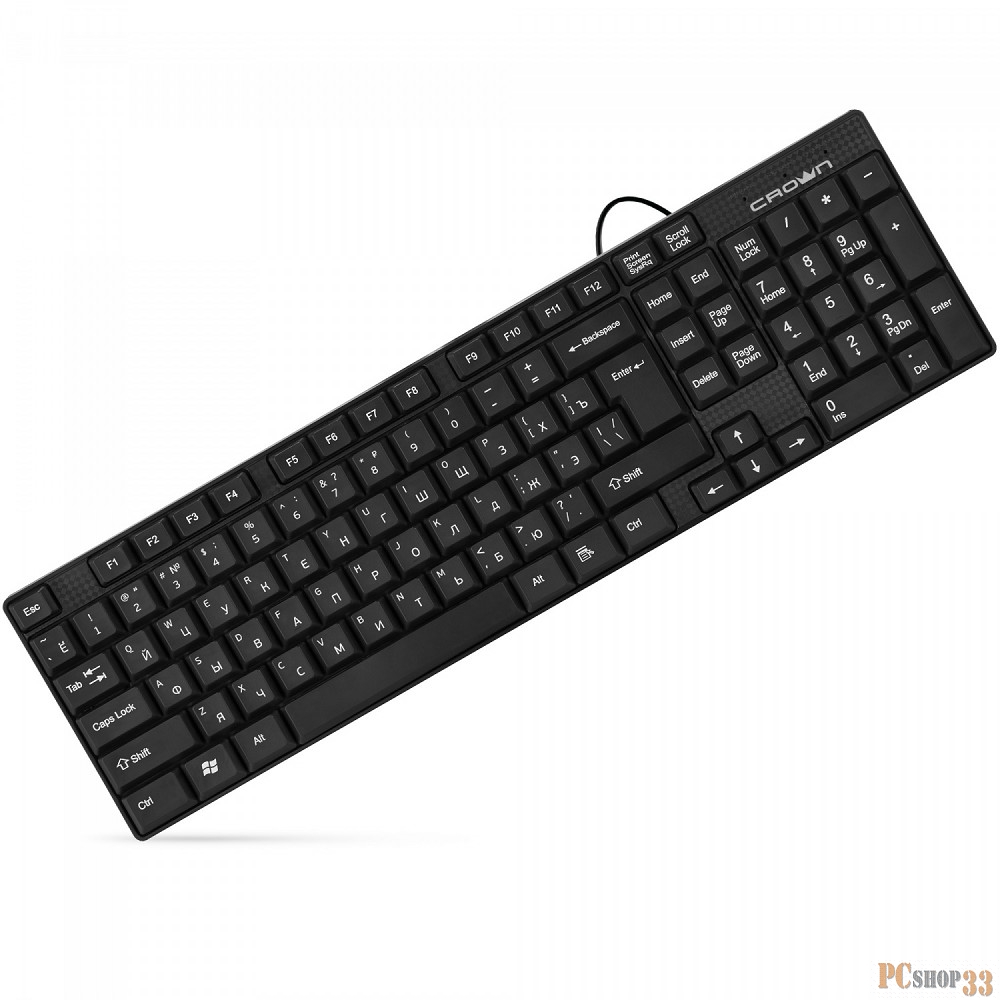 Клавиатуры, Манипуляторы CROWN CMK-479 CM000002173 Клавиатура {102 клавиши, кабель 1,8м, USB, отделка под карбон}