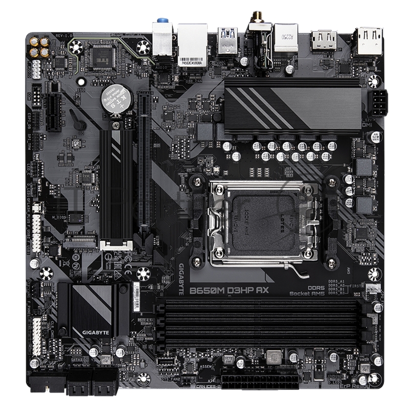 Материнская плата Gigabyte B650M D3HP AX (V1.2), AM5, AMD B650, 4xDDR5, 4xSATA, 2xM.2, 1xPCI-E 4.0 x16, 1xPCI-E 4.0 x1, 3xUSB-A 3.2 Gen 1, 1xUSB-C 3.2 Gen 2, 1x 2.5Gb LAN, 3x3.5 мм, 7.1, Micro-ATX