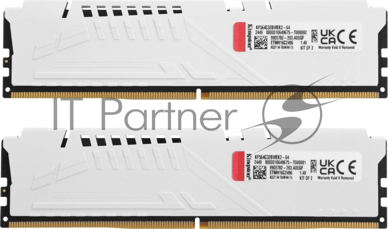 Модуль памяти DDR 5 DIMM 64Gb PC51200, 6400Mhz, Kingston FURY Beast White EXPO CL32 (Kit of 2) (KF564C32BBEK2-64)