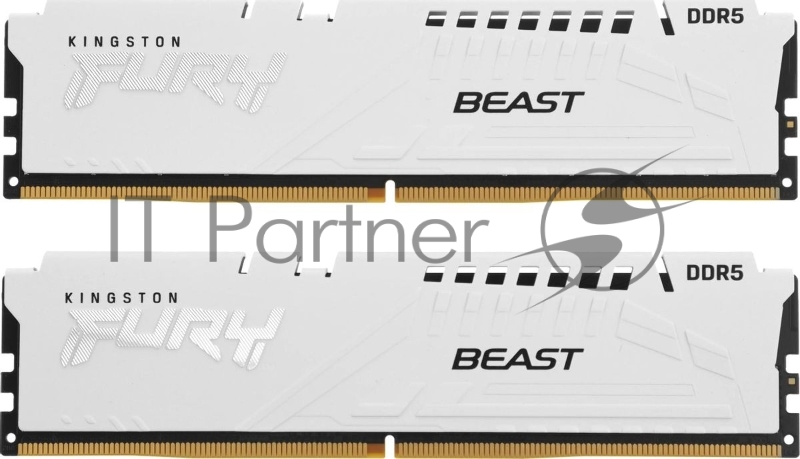 Модуль памяти DDR 5 DIMM 64Gb PC51200, 6400Mhz, Kingston FURY Beast White EXPO CL32 (Kit of 2) (KF564C32BBEK2-64)
