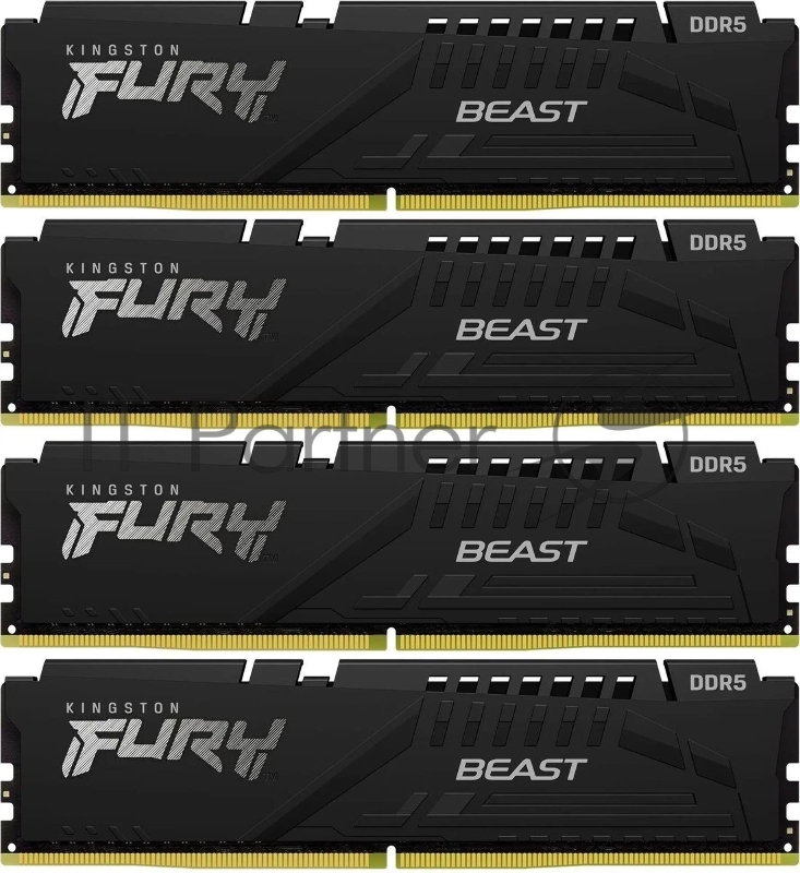 Модуль памяти DDR 5 DIMM 64Gb PC44800, 5600Mhz, Kingston FURY Beast Black XMP CL40 (Kit of 4) (KF556C40BBK4-64)