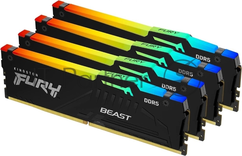 Модуль памяти Kingston FURY Beast Black RGB DDR 5 DIMM 64Gb PC48000, 6000Mhz, CL40 (Kit of 4) (KF560C40BBAK4-64) (retail)