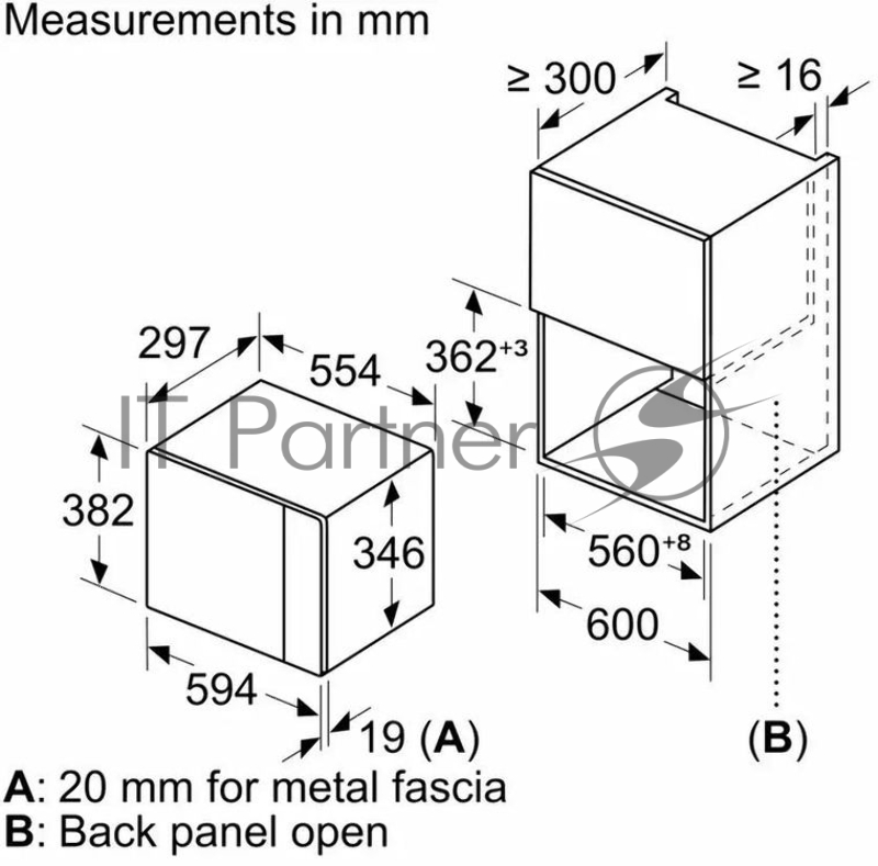 Микроволновая печь Bosch BFL524MB2 черный 20л. 800Вт (встраиваемая)