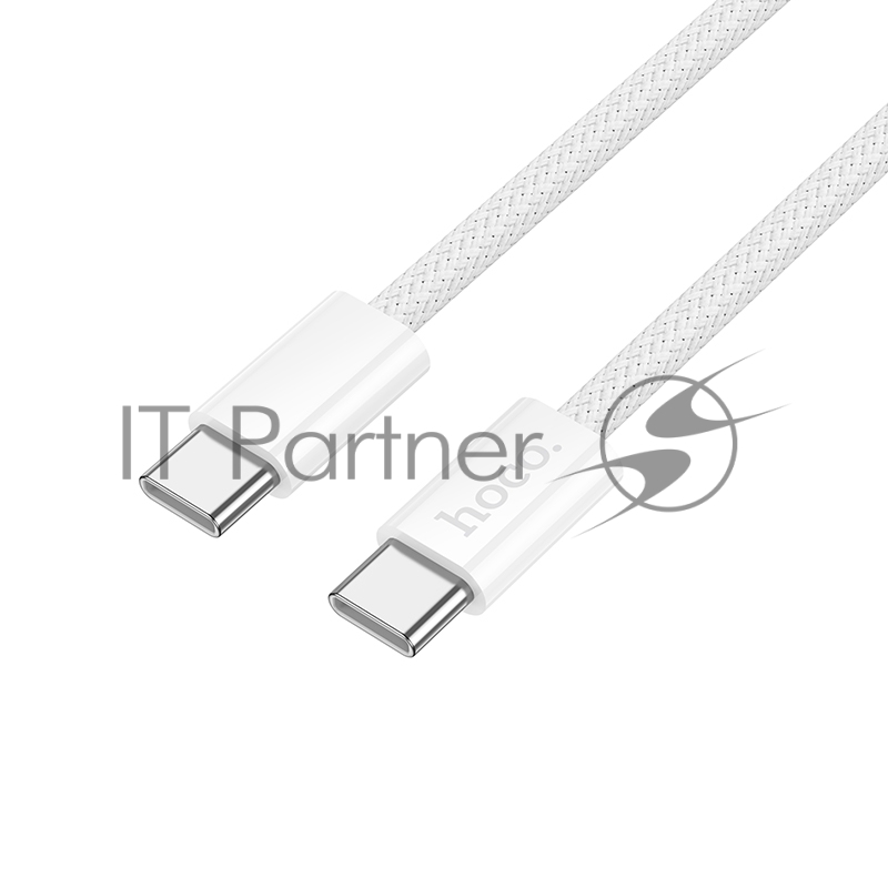 Кабель USB2.0 Hoco Type-C/Type-C, 3А, 60Вт, силиконовая оплетка, X105, 1м, белый, коробка