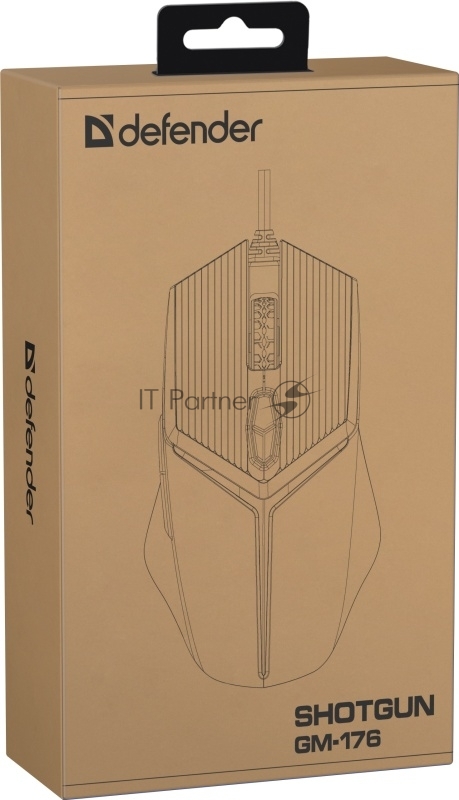 Мышь игровая Defender 6кн. 3600dpi черно-сер. Shotgun GM-176 52176