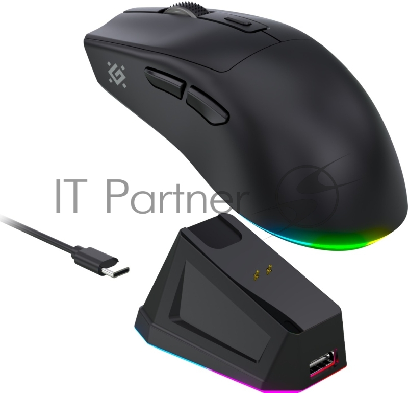 Мышь беспроводная Defender Bluetooth/2.4G/пров игровая 6кн 1600dpi RGB черн. Starlight GM-186 52186