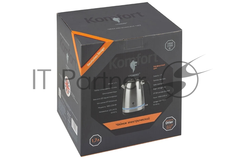 Чайник электрический LEONORD LE-1502 1,7 л, 2200 Вт, нержавейка, стальной