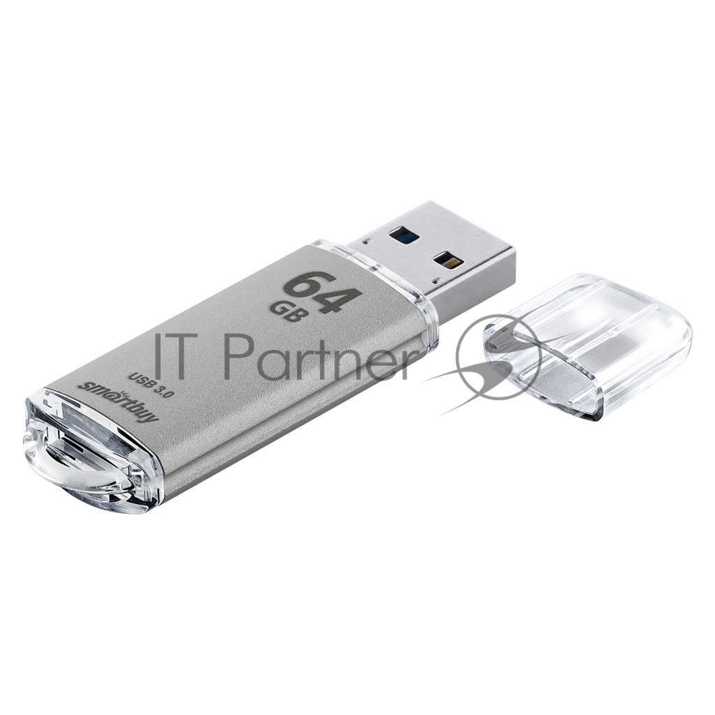 Флешка USB Smartbuy 64GB V-CUT SILVER (SB64GBVC-S3), 64GB, USB 3.0, R/W 75/25, серебристый