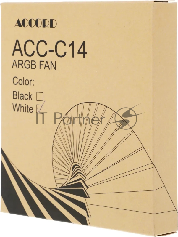 Вентилятор для корпуса Accord ACC-C14 ARGB 140х140x25 белый 3-pin 26дБ (ACC-C14 ARGB WHITE) brown box