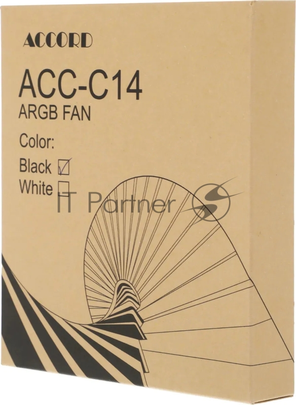Вентилятор для корпуса Accord ACC-C14 ARGB 140х140x25 черный 3-pin 26дБ (ACC-C14 ARGB BLACK) brown box