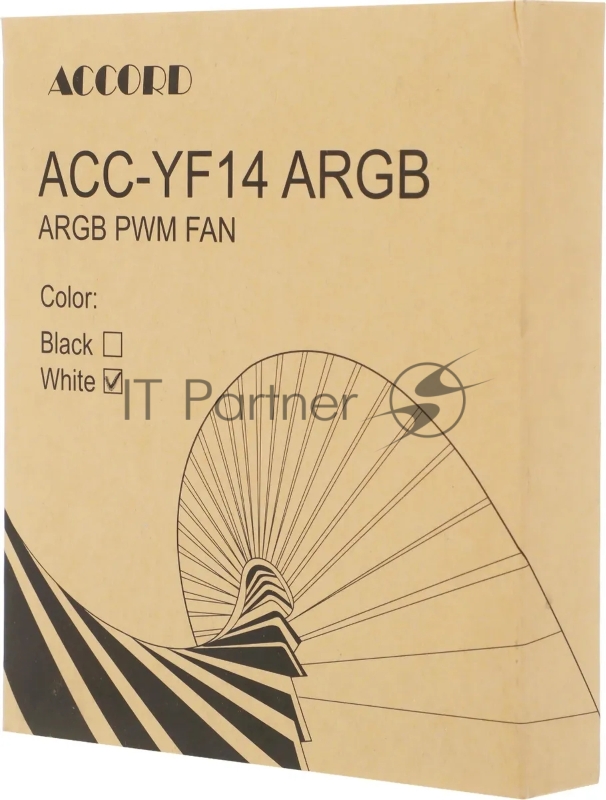 Вентилятор для корпуса Accord ACC-YF14 ARGB 140х140x25 белый 4-pin (ACC-YF14 ARGB WHITE) brown box