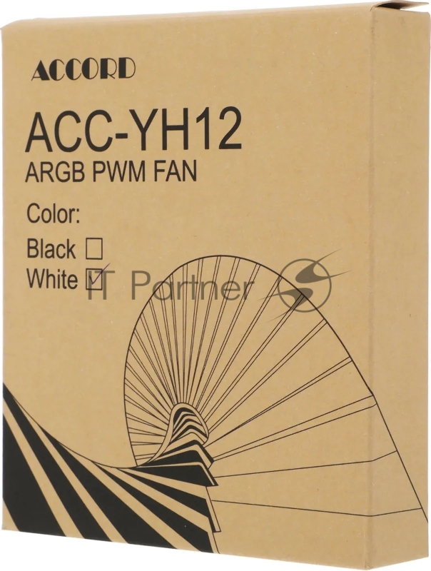 Вентилятор для корпуса Accord ACC-YH12 ARGB 120х120x25 белый 4-pin 27дБ (ACC-YH12 ARGB WHITE) brown box