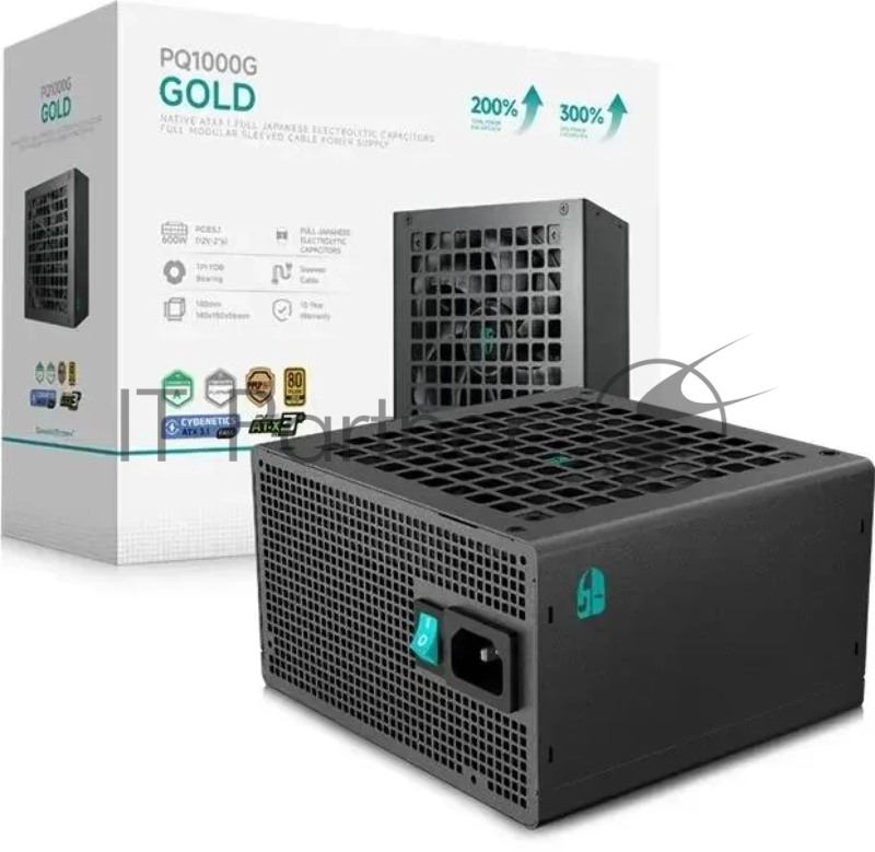 блок питания Deepcool / GamerStorm PQ1000G (ATX 3.1, 1000W, Full Cable Management, PWM 120mm fan, 80+ GOLD, Active PFC + Half Bridge + DC/DC, Full Japanese Capasitors, Gen5 PCIe) RET