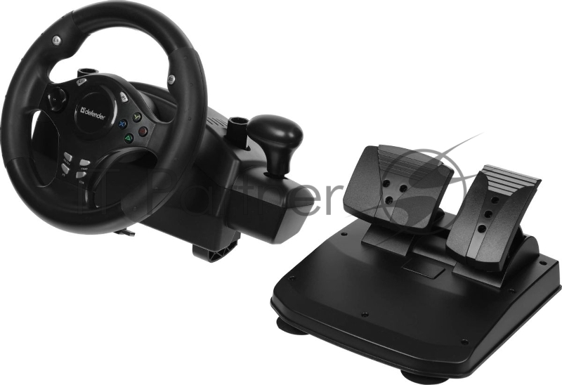 Игровой руль DEFENDER (64067) Rager черн,PC/PS/Xbox/Switch,педали
