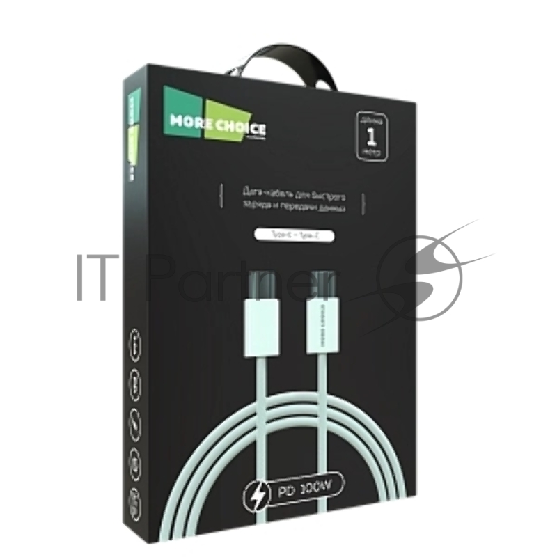 Кабель MORE CHOICE (4620202550385) K77a нейлон USB 3.0A PD 100W для Type-C Type-C 1 м White