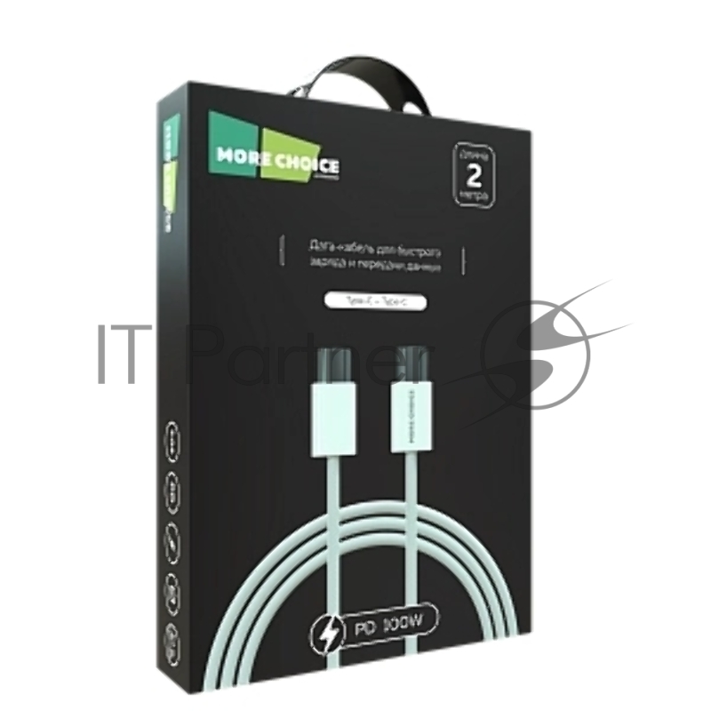 Кабель MORE CHOICE (4620202550392) K77a нейлон USB 3.0A PD 100W для Type-C Type-C 2м White