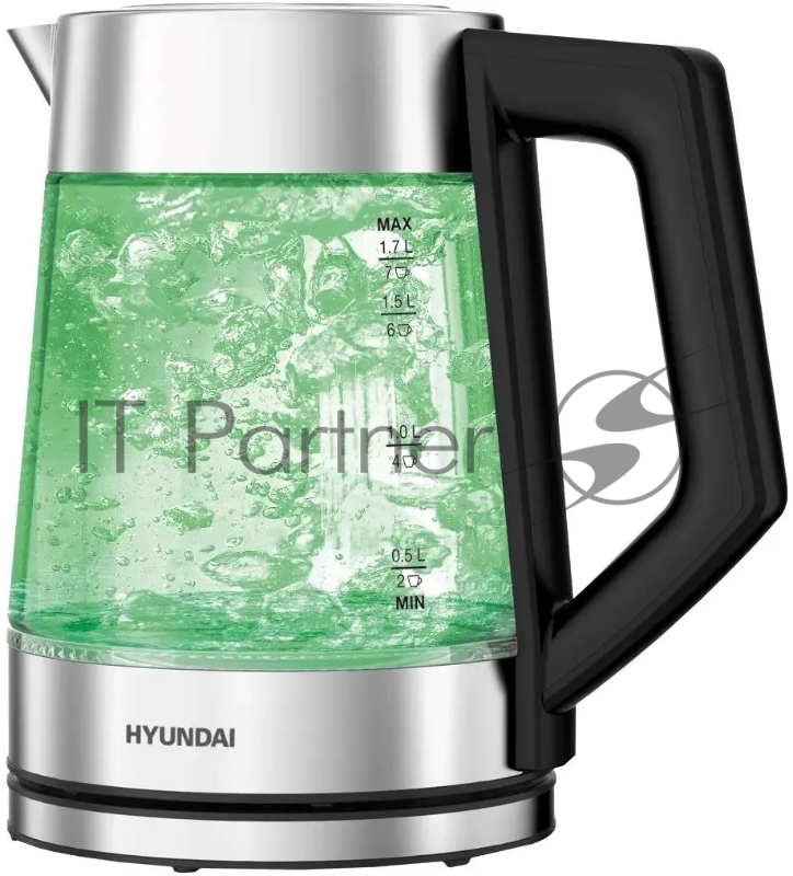 Чайник электрический Hyundai HYK-G4402 1.7л. 2200Вт черный/серебристый корпус: стекло