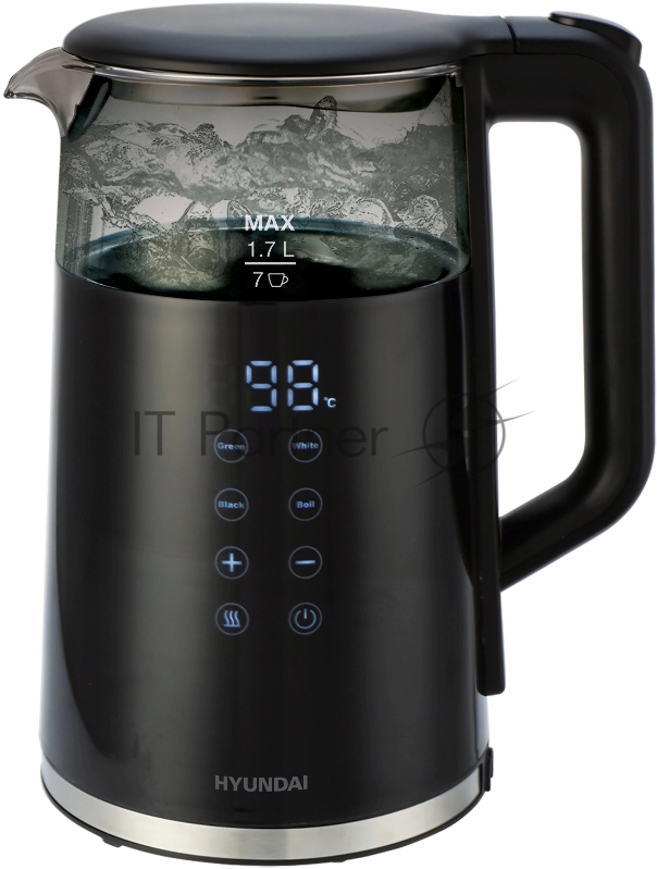 Чайник электрический Hyundai HYK-G5403 1.7л. 2200Вт черный корпус: стекло