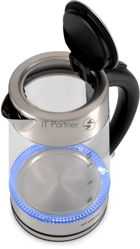 Чайник электрический Hyundai HYK-G7405 1.7л. 2200Вт черный/серебристый корпус: стекло