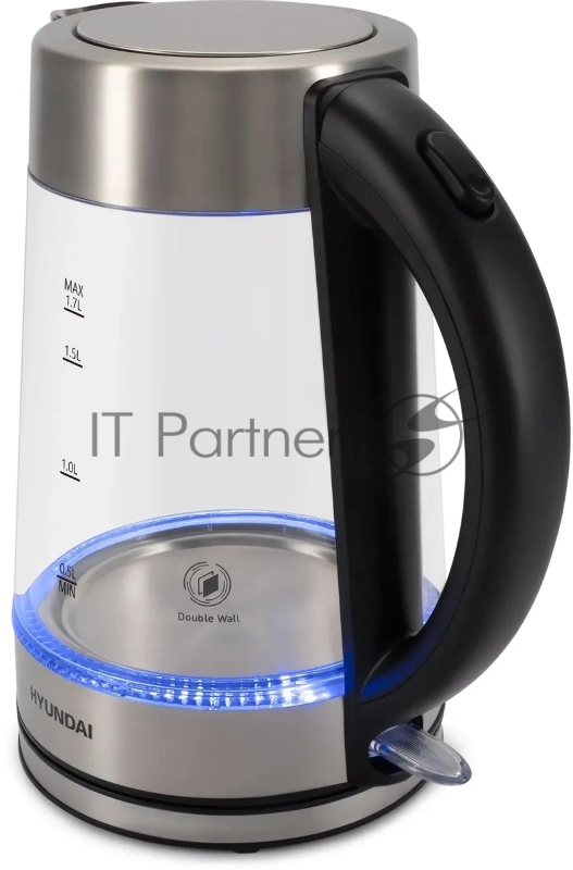Чайник электрический Hyundai HYK-G7405 1.7л. 2200Вт черный/серебристый корпус: стекло