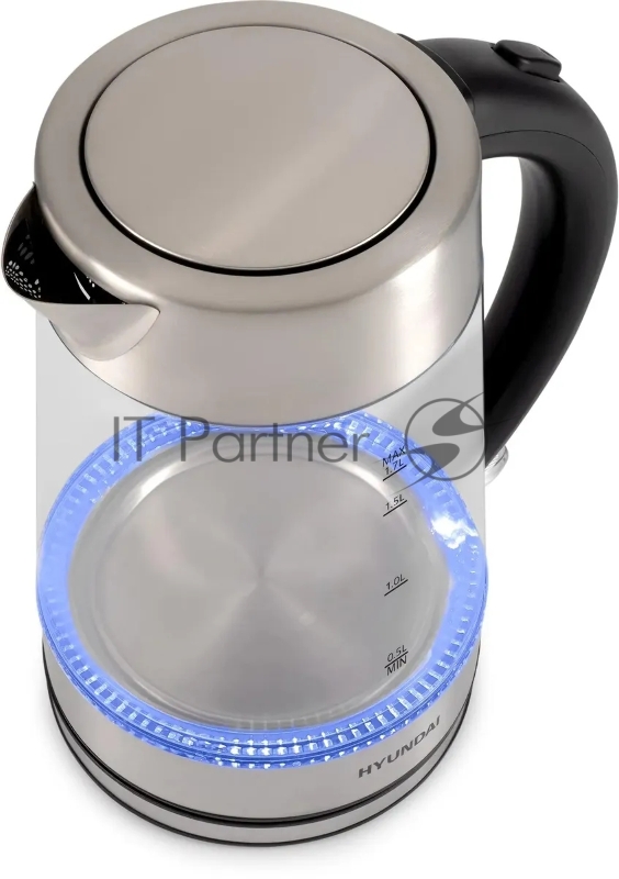 Чайник электрический Hyundai HYK-G7405 1.7л. 2200Вт черный/серебристый корпус: стекло