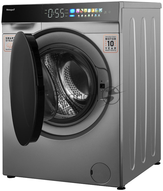 Стиральная машина Weissgauff WM 998 Full Touch DC Inverter Steam Silver серебристая, загрузка фронтальная 12кг, 1200 об/мин., класс: A+++