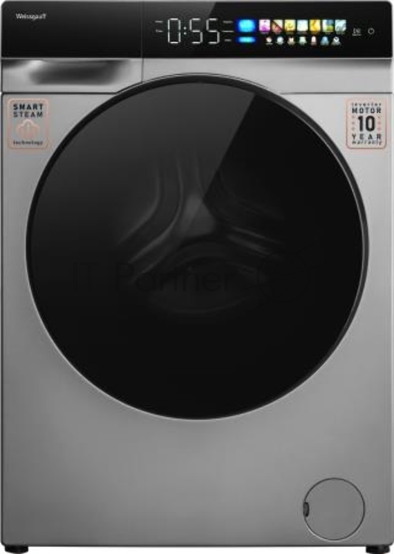 Стиральная машина Weissgauff WM 998 Full Touch DC Inverter Steam Silver серебристая, загрузка фронтальная 12кг, 1200 об/мин., класс: A+++