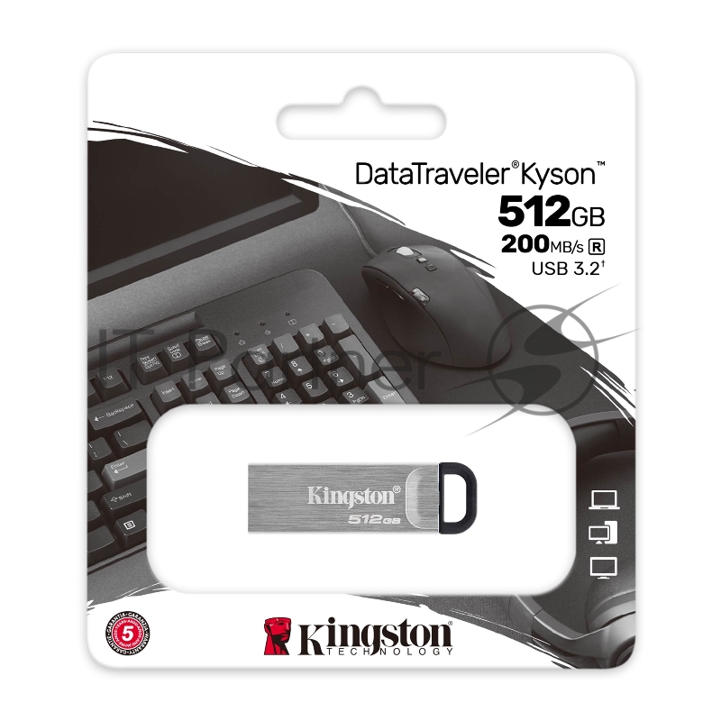 Флеш диск Kingston 512Gb DataTraveler Kyson USB Type-A, metal case, silver (DTKN/512GB)