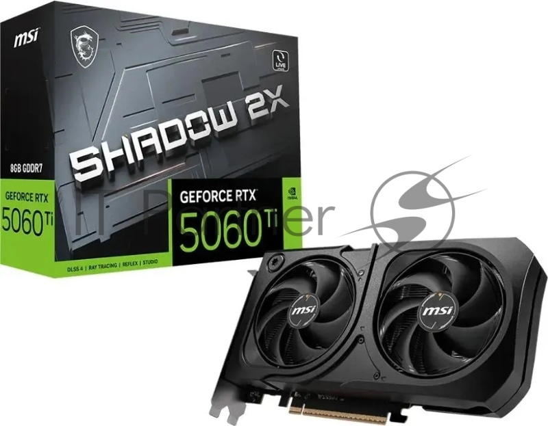 Видеокарта MSI PCI-E 5.0 RTX 5060 Ti 8G SHADOW 2X PLUS NVIDIA GeForce RTX 5060TI 8Gb 128bit GDDR7 2572/28000 HDMIx1 DPx3 HDCP Ret