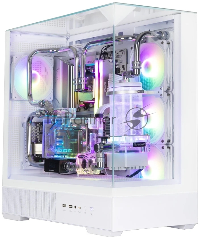 Корпус ZALMAN P40 Prism Plus, ATX, WHITE, WINDOW, 3xCombo (3.5 or 2.5), 1xUSB TYPE-C, 2xUSB3.0, SIDE 3x120mm ARGB, REAR 1x120mm ARGB