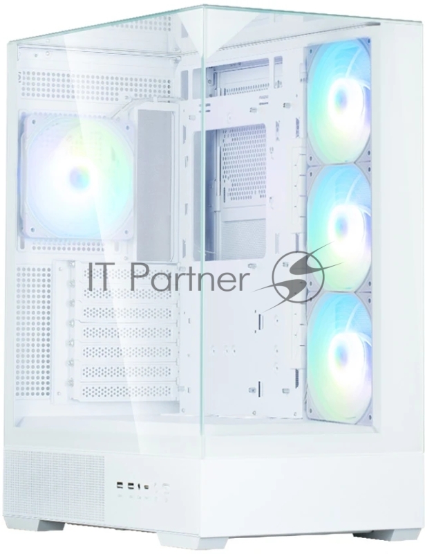 Корпус ZALMAN P40 Prism Plus, ATX, WHITE, WINDOW, 3xCombo (3.5 or 2.5), 1xUSB TYPE-C, 2xUSB3.0, SIDE 3x120mm ARGB, REAR 1x120mm ARGB