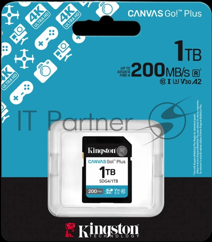 Флеш карта SDXC 1TB Kingston SDG4/1TB Canvas Go! Plus w/o adapter